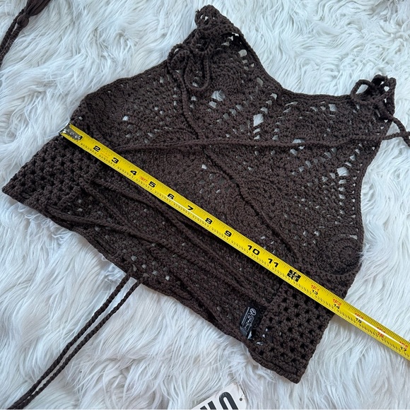 Out From Under • Chocolate Brown Crochet Lace Up Top - Picture 7 of 15